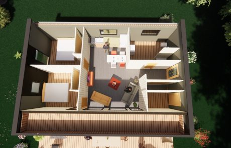 Vue interieur maison en bois